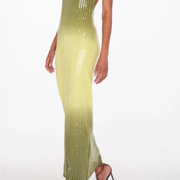 Rat & Boa Lime Sequin Midi Dress - Picture 2 of 8